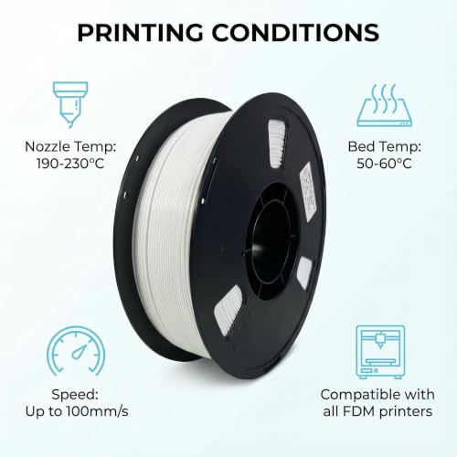 Matte PLA + 3D Printer Filament,PLA Filament 1.75mm, Neatly Wound 3D Printing Filament 1.75mm, Dimensional Accuracy +/- 0.02 mm, Fit Most FDM 3D Printers, 1kg Spool (2.2lbs), White - color: White