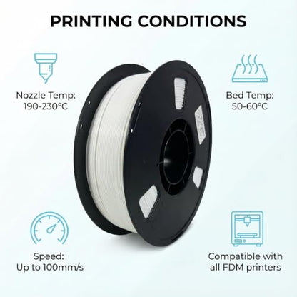 Matte PLA + 3D Printer Filament,PLA Filament 1.75mm, Neatly Wound 3D Printing Filament 1.75mm, Dimensional Accuracy +/- 0.02 mm, Fit Most FDM 3D Printers, 1kg Spool (2.2lbs), White - color: White