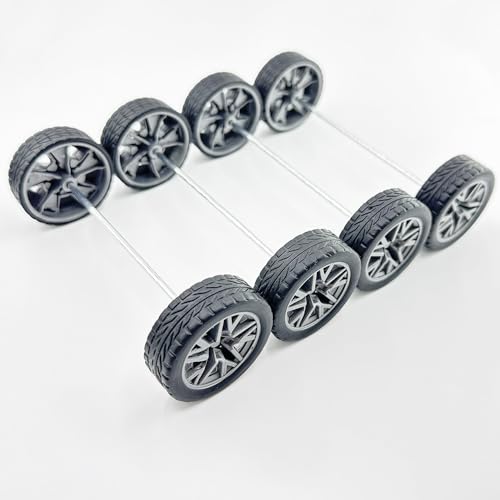 10PCS Model Car Wheels Toy Car Rubber Tire Wheels with Metal Shaft Round Axles for for RC Car Truck Robot DIY Model Toy Wheel Replacement Accessories (2.5x45mm) - style: 2.5x45mm