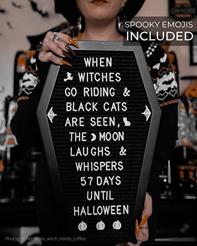 Nomnu Coffin Letter Board, Black Goth Decor with Bat Stickers Spooky Emojis - color: Black