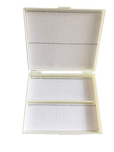 MUHWA Scientific 100 Places Plastic Microscope Slides Storage Box (White) - color: White