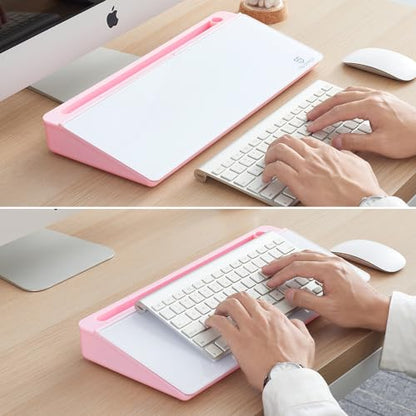 TSJ OFFICE Desktop Whiteboard Dry-Erase-Board - Computer Keyboard Stand White Board Surface Pad with Drawer, Desk Organizers with Accessories for Office, Home, School Supplies - Pink - color: Pink