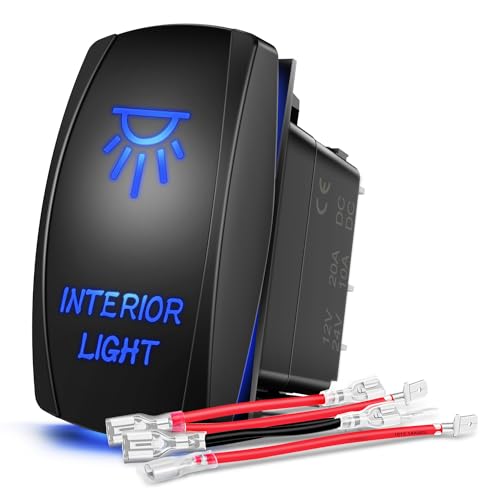 Nilight 90002B Interior Light Rocker Switch LED Light Bar 5Pin Laser On/Off LED Light 20A/12V 10A/24V Switch Jumper Wires Set for Jeep Boat Trucks - size: INTERIOR LIGHT