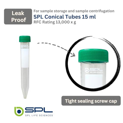 SPL 15 ml Conical Centrifuge Tubes Sterilized with PP Racks,DNase/RNase - Free (20 Rack) - size: 20 Rack