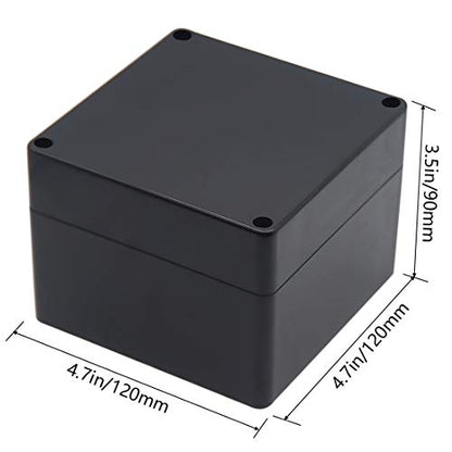 Junction Box, Zulkit Project Box IP65 Waterproof Outdoor Box ABS Plastic Electrical Boxes Electronic Enclosure Black 4.7 x 4.7 x 3.5 inch(120 x 120 x 90 mm)(Pack of 1) - size: 4.7" x 4.7" x 3.5"(Pack of 1)