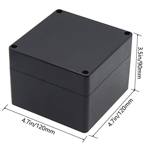 Junction Box, Zulkit Project Box IP65 Waterproof Outdoor Box ABS Plastic Electrical Boxes Electronic Enclosure Black 4.7 x 4.7 x 3.5 inch(120 x 120 x 90 mm)(Pack of 1) - size: 4.7" x 4.7" x 3.5"(Pack of 1)