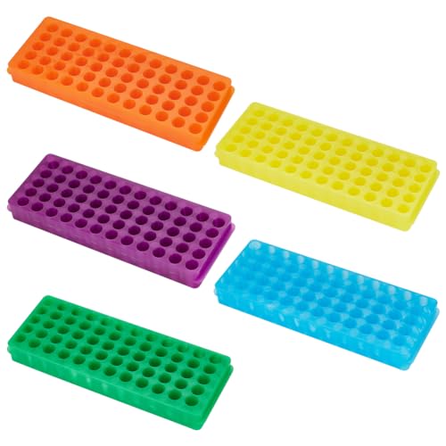 OLYCRAFT 5PCS Polypropylene Microcentrifuge Tube Rack, Double Panel 60-Well Centrifuge Test Tube Holder for Chemistry Laboratory - Assorted Colors