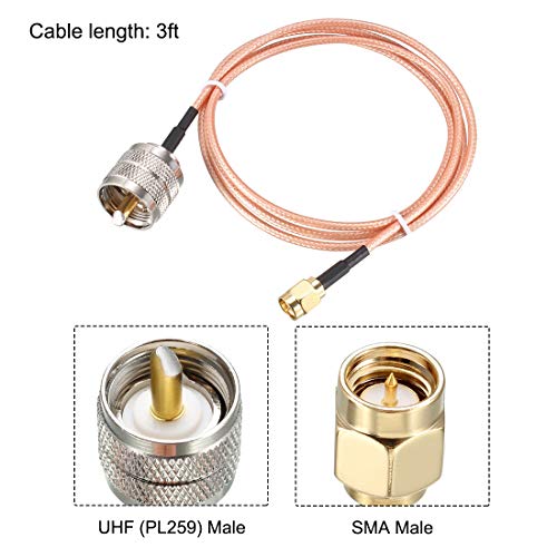 uxcell SMA Male to UHF PL-259 Male RG316 RF Coaxial Coax Cable 3 Ft - size: 3 Feet