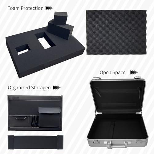 Aluminum Storage Case with Customizable Foam and TSA Locks - color: Silver, size: 18.1 x 13.8 x 6.1 inch