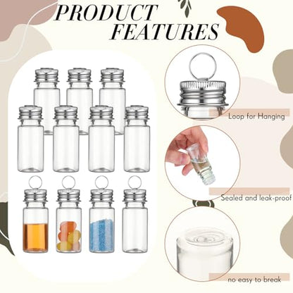 Bokon 25 Set 10ml Mini Plastic Bottles with Ring Lids, Eye Screws, Funnels - color: Sliver, style: Ring Style
