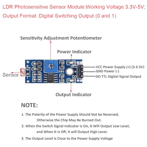 Gebildet 10pcs LDR Photosensitive Sensor Module 3 Pins 5MM Light Dependent Resistor Sensor Module Digital Light Detection LM393 - style: LM393