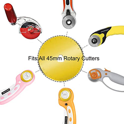 45mm Rotary Cutter Blades 5-Pack Titanium Replacement Blades Fits Fiskars, OLFA,Martelli,Dremel,Truecut,DAFA for Quilting Scrapbooking Sewing Arts & Crafts Sharp and Durable Cutter Blade - color: Titanium Plating (45mm 5pcs)