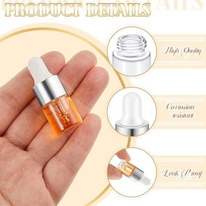 Didaey 100 Pcs Mini Glass Oil Dropper Bottle, 2 ml, Classic Silver - color: Classic Silver, size: 2 ml