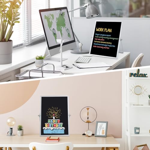 Small Magnetic Chalk Board Easel 10"X14", Double-Sided Tabletop & Wall Hanging Chalkboard with 4 Chalks & Eraser, Desktop Mini Black Board Sign for Office Desk Home Menu School - size: 14"X10"