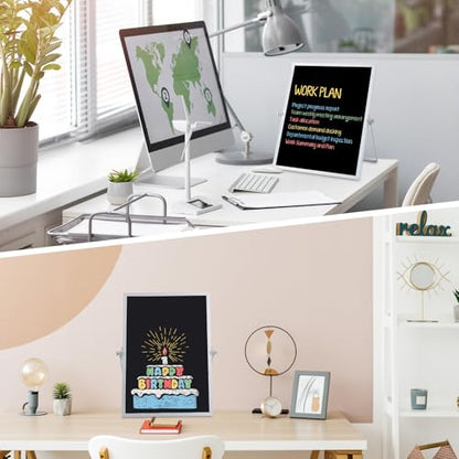 Small Magnetic Chalk Board Easel 10"X14", Double-Sided Tabletop & Wall Hanging Chalkboard with 4 Chalks & Eraser, Desktop Mini Black Board Sign for Office Desk Home Menu School - size: 14"X10"