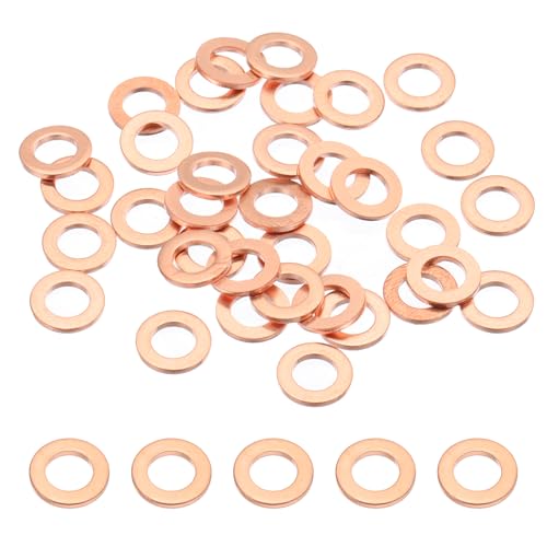 PATIKIL 35PCS M5 Copper Washers, M5x9x1mm Copper Crush Washer Metric Flat Washers Sealing Washers Assortment Kit Oil Drain Plug Gasket Ring for Automotive Battery Vehicles Screws Bolt - size: M5x9x1mm