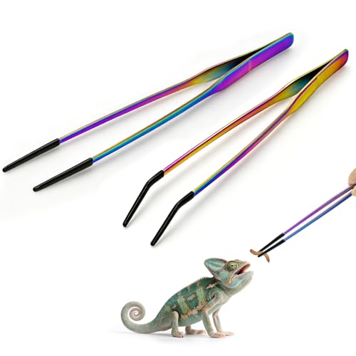 Syn-zer Reptile Feeding Tongs, 10.6" Straight & Curved (Multicolor) - color: Multicolor