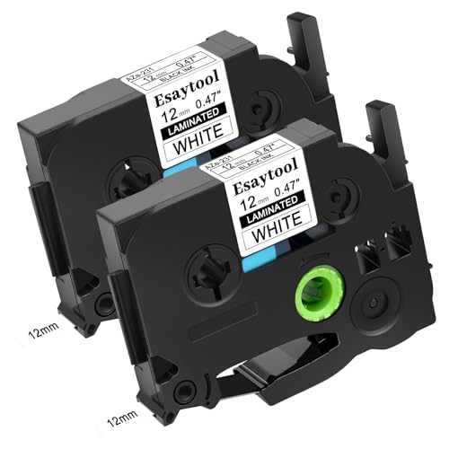 2 Pack Compatible with P-Touch TZe-231 AZE-231 TZ-231 Black on White 12mm 0.47'' Laminated Label Tape Replacement for Ptouch PT-H100 PT-D200 D210 D400 PT-P700 PT-1000 PT-2030 Label Maker - color: Black on White, size: 12mm