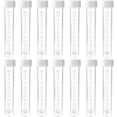 15Pcs 10ml Plastic Test Tubes with Caps, Clear Vials Lab Tubes
