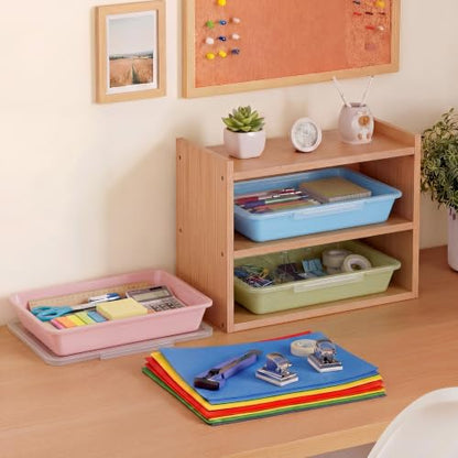 Tinlade 6 Pcs Classroom Paper Storage Bins with Lids, 13x10, Morandi - color: Morandi