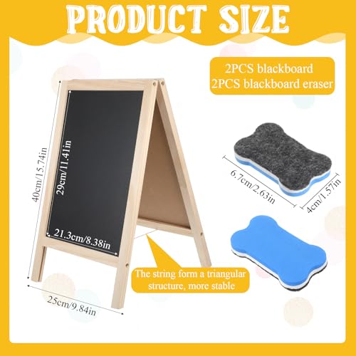 2 Pcs Chalkboard Easel, with 2 Erasers, 15.7x9.8 in Tabletop Stand Chalkboards, Double-Sided (1 Black+1 White) A Frame Chalkboard Sign, Tabletop Menu Wooden Board, for Kitchen, Restaurant, Home Dec - color: Black+white