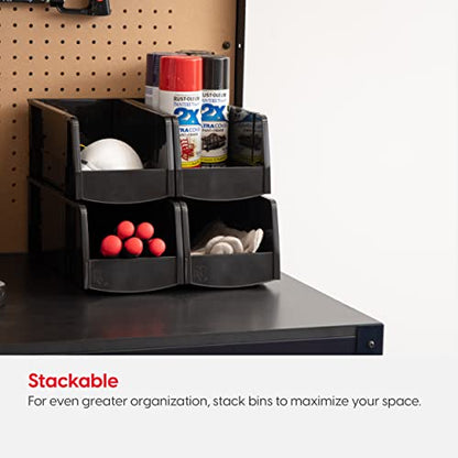 IRIS USA 4-Pack, Medium Stackable Storage Bins, Black - color: Black, size: Medium - 4 Pack