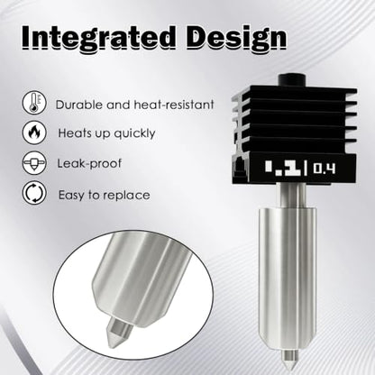 3 PCS 0.4MM P2S Hotend Kit Integrated Design for X2D/H2D/H2S/H2C/A1/A1 Mini - size: 3 PCS