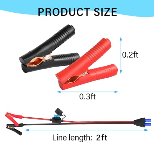 10AWG EC5 Jump Starter Cable with Battery Clamps - size: Alligator Clip to EC5