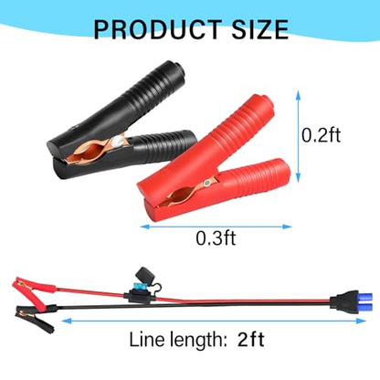 10AWG EC5 Jump Starter Cable with Battery Clamps - size: Alligator Clip to EC5