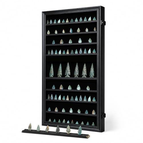 KCRasan Arrowhead Display Case Native American Arrowhead Shadow Box, Black - size: Oversized Black