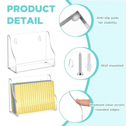 Dunzoom 2 Pack 4x6 Index Card Holder, 2-in-1 Desk & Wall Mounted Acrylic Index Card Display Stand, Includes Screws & Anchors, Clear Notecard Organizer for Back to School Classroom, Office, Business - size: 4 x 6 Inch