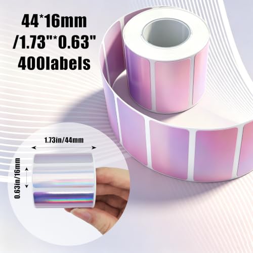 400 Holographic Thermal Transfer Labels 1.73×0.63 Inch, Self Adhesive Tag for Jar Bottle Cosmetic Small Business Supplies