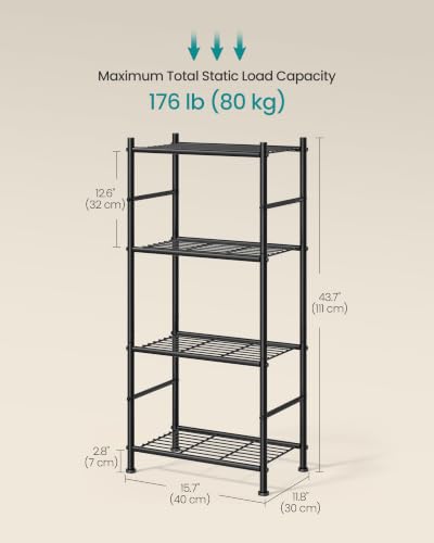 SONGMICS 4-Tier Shelving Unit, Steel Storage Rack, Easy Assembly - size: 15.7"W, style: 4-Tier