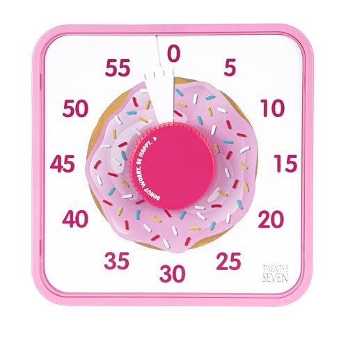 TWENTY5 SEVEN 7.5-Inch Visual Timer, Battery-Free 60-Minute Countdown Clock - color: Pink Donut