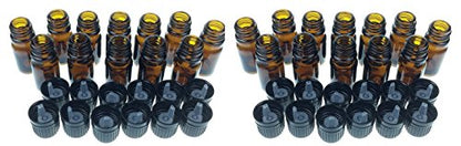 Amber Glass Bottles 10ml | Essential Oil Containers - Euro Caps 24 Pack - size: 10ml pack of 24