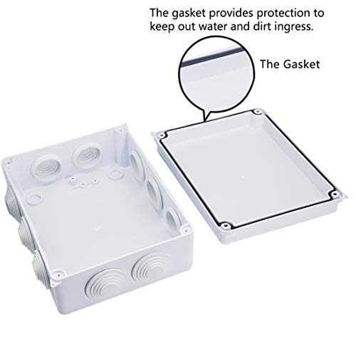 Zulkit Junction Box ABS Plastic Dustproof Waterproof IP65 Universal Electrical Boxes Project Enclosure White 7.9 x 6.1 x 3.1 inch (200 x155 x 80mm) - size: 7.9"x 6.1" x 3.1"
