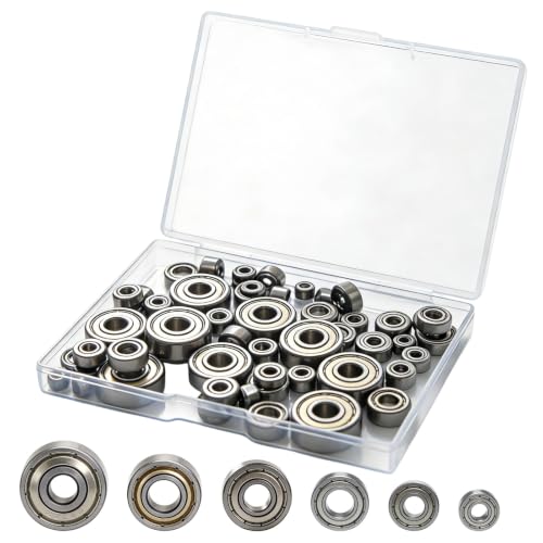 60Pcs Ball Bearings Kit 693ZZ 623ZZ 624ZZ 685ZZ 687ZZ 627ZZ 6 Sizes Small Bearings Assortment Kit Double Metal Sealed Shielded Bearings Carbon Steel Deep Groove Bearing