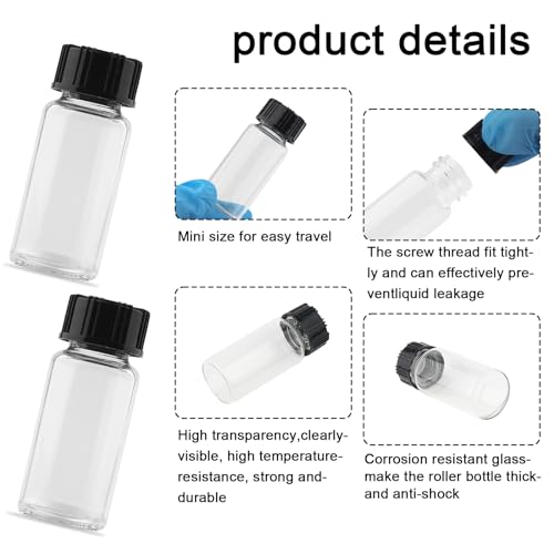 10 Pack 10ml Glass Vials with Screw Caps, 0.3oz Clear Sample Bottles - color: Clear, size: 10ml