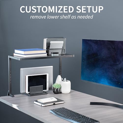 VIVO Black Clamp-on 24 inch 2-Tier Desk Shelf, STAND-SHELF24C - color: Black, size: 24 inch