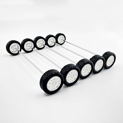 20PCS Toy Car Wheels 20mm Small Tire Wheel with Round Rod Shaft Axles for DIY Toy RC Car Truck Model Toy Building Part (Style 1)