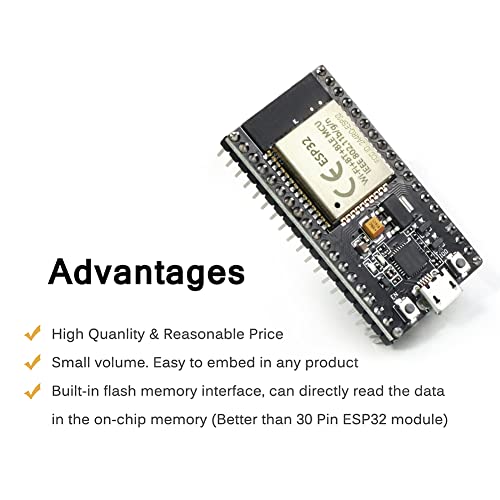 ESP32S ESP32 Development Board 2.4 GHz Dual Core WLAN WiFi + Bluetooth 2-in-1 Microcontroller ESP-WROOM-32 Chip for Arduino (38PIN Narrow Version, 2PCS) - size: 38 PIN