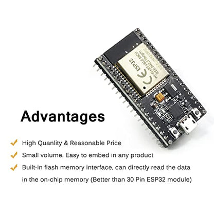 ESP32S ESP32 Development Board 2.4 GHz Dual Core WLAN WiFi + Bluetooth 2-in-1 Microcontroller ESP-WROOM-32 Chip for Arduino (38PIN Narrow Version, 2PCS) - size: 38 PIN