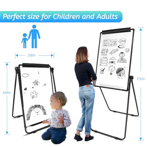 Stand White Board - 40 x 28 Inch Double Sided Magnetic Dry Erase Board with Stand Height Adjustable, Home Office Classroom School Teacher Use - style: 40x28-Black
