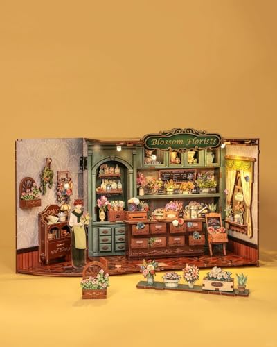 CUTEBEE Book Nook Kit, Miniature House Kit for Adults, Flower Shop Booknook - color: Blossom Florists
