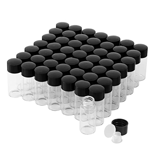 50PCS 10ml Clear Glass Small Vials with Screw Caps & Plastic Stoppers - size: 10ml