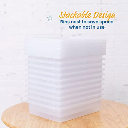 ECR4Kids Letter Size Tray Organizer with Lid, Small, 10-Piece, Clear - color: Clear