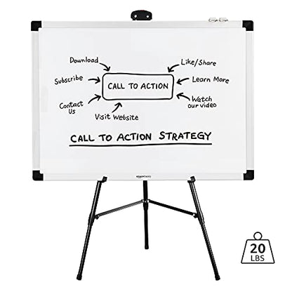 Amazon Basics High Boardroom Aluminum Flipchart Whiteboard and Display Easel Stand with Adjustable Height Telescope Tripod, 35 x 2 x 28 Inches, Black - style: Lightweight Board Easel