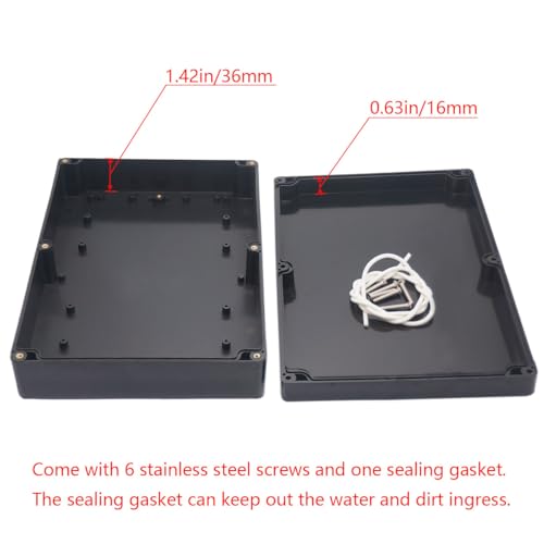 Project Box ABS Black Electrical Boxes IP65 Outdoor Waterproof Box Electronic Junction Box Power Enclosure with Cable Glands for DIY Project 10.35 x 7.17 x 2.36 inch (263x182x60mm) - size: 10.35“x7.17”x2.36“