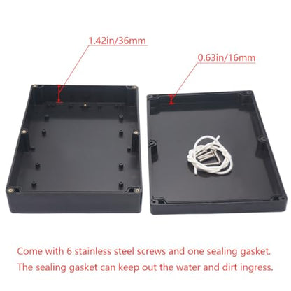 Project Box ABS Black Electrical Boxes IP65 Outdoor Waterproof Box Electronic Junction Box Power Enclosure with Cable Glands for DIY Project 10.35 x 7.17 x 2.36 inch (263x182x60mm) - size: 10.35“x7.17”x2.36“