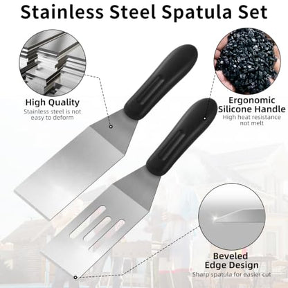 3-Pieces Small Metal Spatula Set, Mini Metal Spatulas for Kitchen Use, Stainless Steel Spatula for Flipping, Serving, Turning Pancakes, Eggs, Brownies, Cookies, Cakes (2 Pack Slotted+1 Pack Solid) - color: 2 Pack Slotted+1 Pack Solid